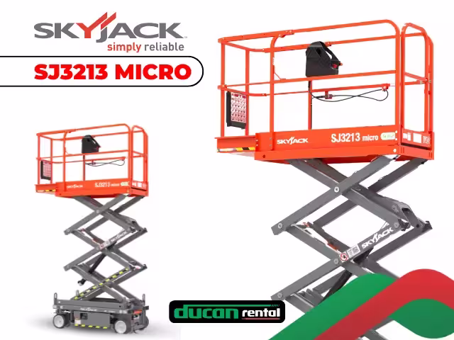Plataforma tesoura Skyjack SJ3213 micro compacta para aluguel em Campinas — 5,8m de altura para espaços confinados