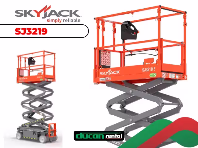 Plataforma tesoura Skyjack SJ3219 para locação em Campinas — 7,8m de altura versátil para manutenção predial e industrial