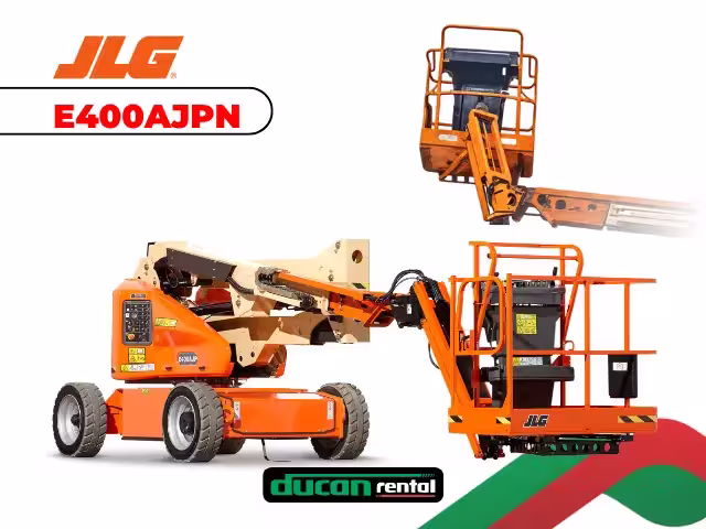 Plataforma elevatória articulada elétrica JLG E400AJP para aluguel em Catalão-GO — equipamento zero emissão de poluentes
