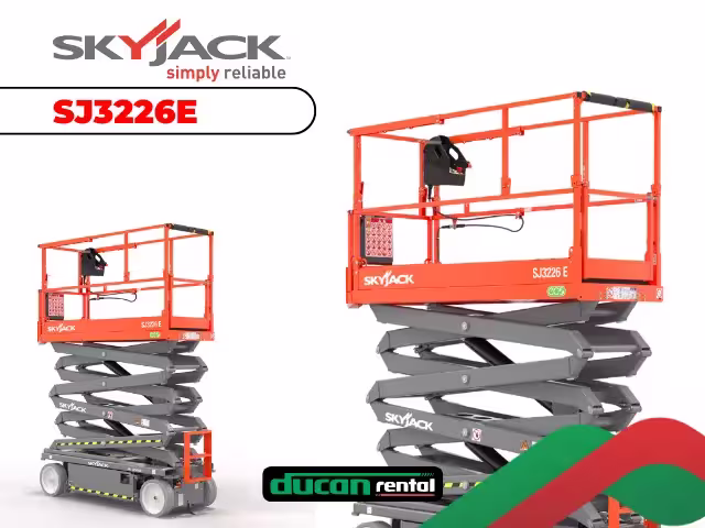 Plataforma elevatória tesoura Skyjack SJ3226E elétrica para aluguel em Catalão — 8,5 metros silenciosa e eco-friendly